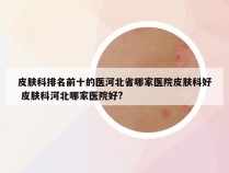 皮肤科排名前十的医河北省哪家医院皮肤科好 皮肤科河北哪家医院好?