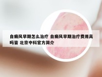 自癜风早期怎么治疗 自癜风早期治疗费用高吗皆 北京中科官方简介