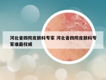 河北省四院皮肤科专家 河北省四院皮肤科专家谁最权威